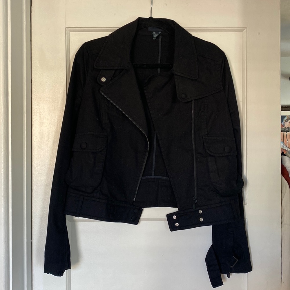 FRENCH CONNECTION denim moto style jacket size MED